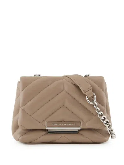 Armani Exchange Small Shoulder Bag With Quilted Workmanship In Brown