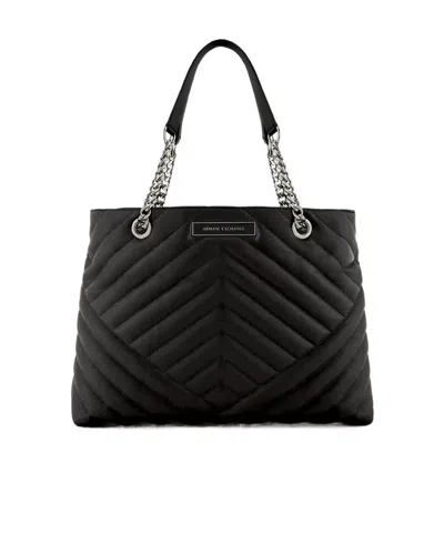 Armani Exchange Matelassé-effect Tote Bag In White