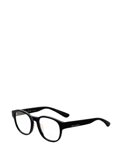 Armani Exchange Matte Round-frame Glasses In Black