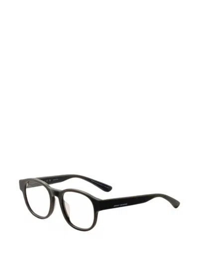 Armani Exchange Matte Round-frame Glasses In Black