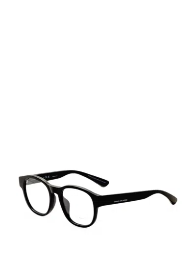 Armani Exchange Matte-finish Geometric-frame Glasses In Black