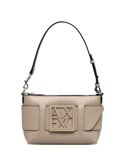 Armani Exchange Maxi Logo Shoulder Bag In Neutral