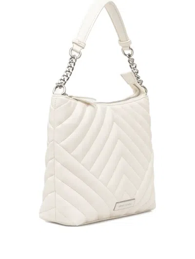 Armani Exchange Medium Quilted Chain Shoulder Bag In White