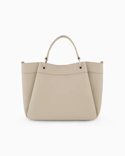Armani Exchange Medium Shaped Shopper Bag With Double Handles In Beige