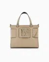 Armani Exchange Medium Tote Bag With Double Handles And Shoulder Strap In Beige
