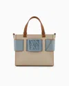 Armani Exchange Medium Tote Bag With Double Handles And Shoulder Strap In Beige