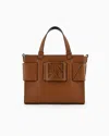 Armani Exchange Medium Tote Bag With Double Handles And Shoulder Strap In Brown