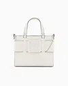Armani Exchange Medium Tote Bag With Double Handles And Shoulder Strap In White