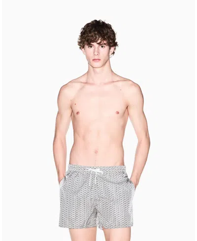 Armani Exchange Men's Allover Logo Print Swim Trunk In White