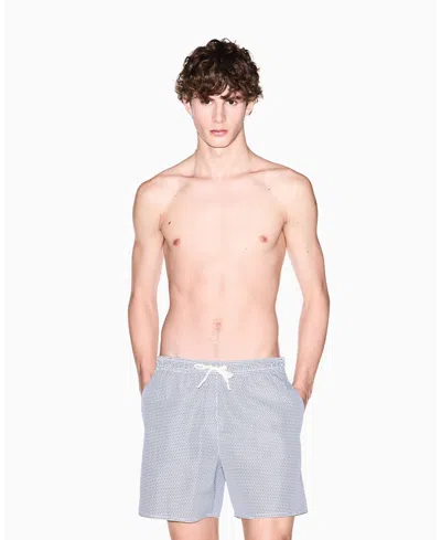 Armani Exchange Men's Allover Mini Logo Swim Trunk In Blue
