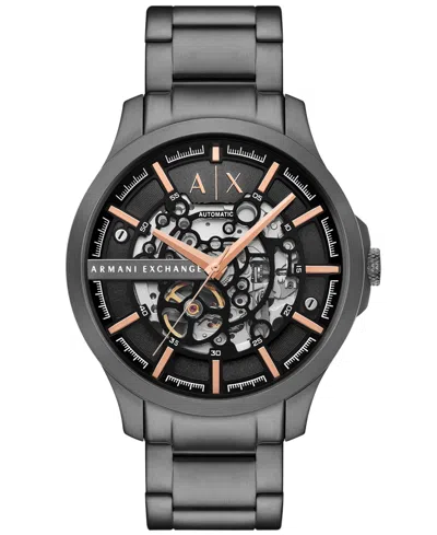 Armani Exchange Men's Automatic Three-hand Gunmetal Stainless Steel Watch 46mm In Gold