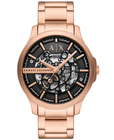 Armani Exchange Men's Automatic Three-hand Rose Gold Stainless Steel Watch 46mm
