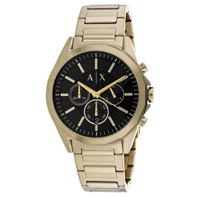 Armani Exchange Men's Black Dial Watch In Gold