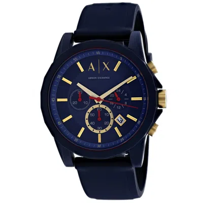 Armani Exchange Men's Blue Dial Watch In Black