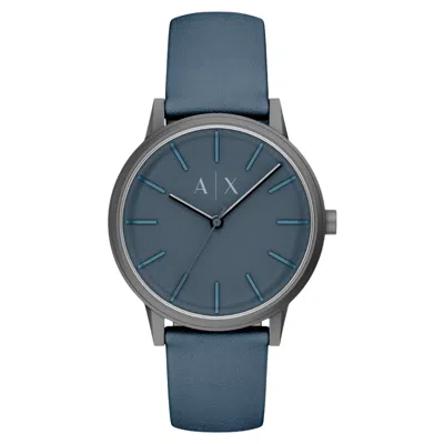 Armani Exchange Cayde Leather-strap 42mm Watch In Blue