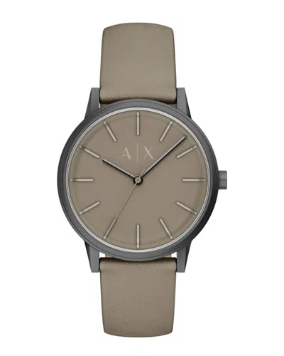 Armani Exchange Cayde Leather-strap 42mm Watch In Gray