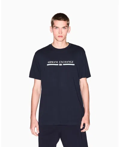 Armani Exchange 1991 Chest Logo T-shirt In Blue