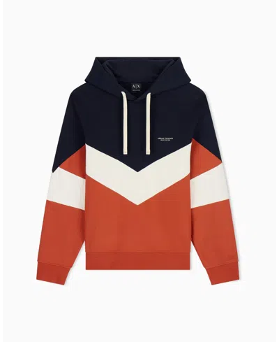 Armani Exchange Colour-block Drawstring Hoodie In Red