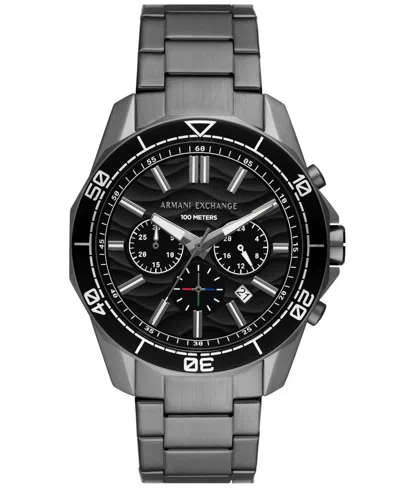 Armani Exchange Men's Chronograph Gunmetal Stainless Steel Watch 44mm In Gray