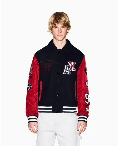 Armani Exchange Men's Color Block Multi Badge Bomber Jacket