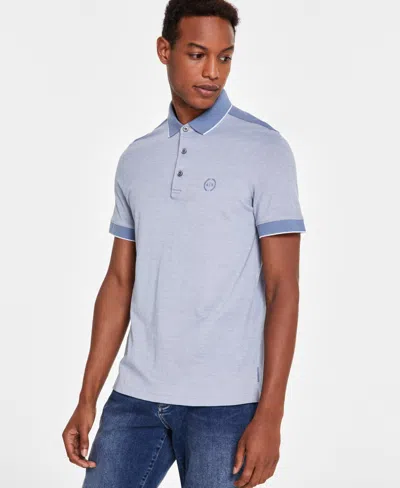 Armani Exchange Men's Cotton Heathered Pique Polo In Blue