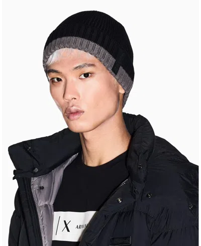 Armani Exchange Men's Cozy Lab Color Block Beanie Cap In Red