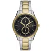 Armani Exchange Multifunction Watch In Two-tone Steel In Black