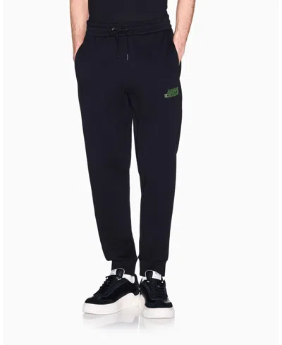 Armani Exchange Men's Elevated Logo Fleece Jogger Pants In Black