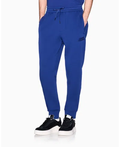 Armani Exchange Men's Elevated Logo Fleece Jogger Pants In Blue