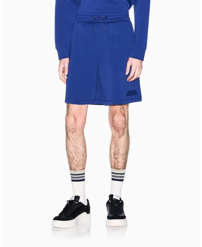Armani Exchange Men's Elevated Logo Fleece Shorts In Blue