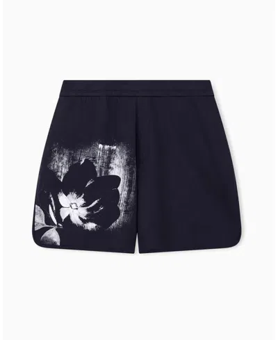 Armani Exchange Floral-print Shorts In Black