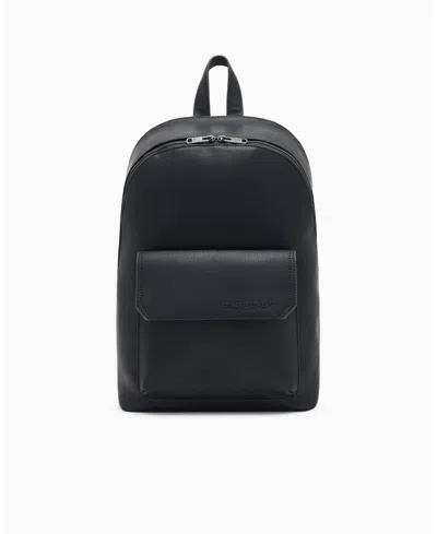 Armani Exchange Men's Faux-leather With Lettering Backpack In Black