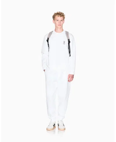 Armani Exchange Men's Fleece With Logo Patch Jogger Pants In White