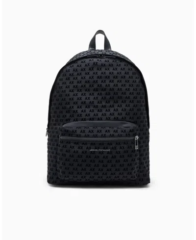 Armani Exchange Men's Flocked Backpack In Black