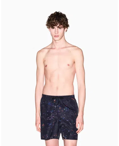 Armani Exchange Men's Flower Print Swim Trunk In Blue