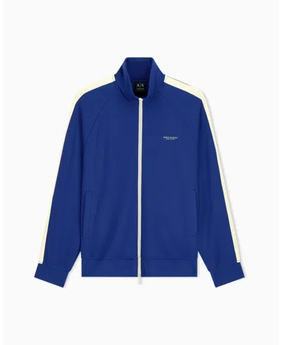Armani Exchange Men's Full Zip Taping Modal Jacket In Blue