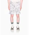 Armani Exchange Leaf-print Drawstring Shorts In Gray