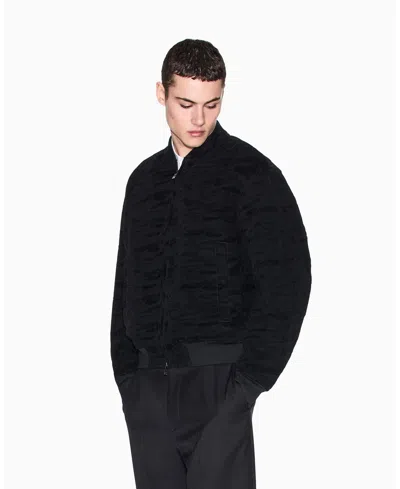 Armani Exchange Men's Jacquard Camouflage Bomber Jacket In Black