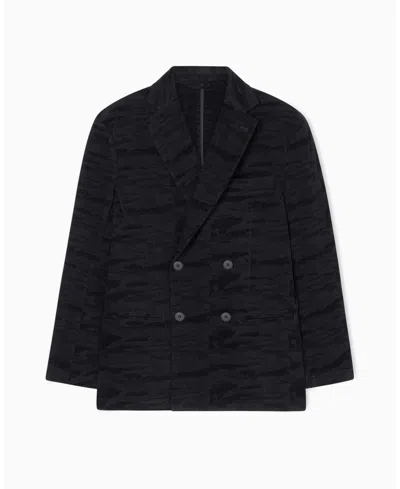 Armani Exchange Men's Jacquard Subtle Camouflage Print Blazer In Black
