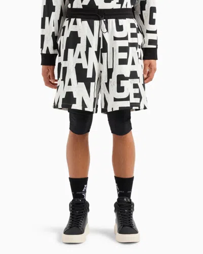 Armani Exchange Men's Logo Print Drawstring Sweatshorts In Yellow