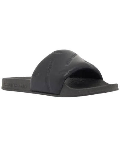 Armani Exchange Men's Mykonos Puffy Lettering Sandals In Black
