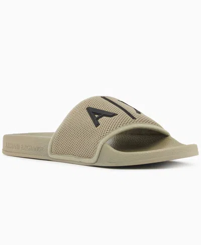 Armani Exchange Men's Mykonos Slide Sandals In Green