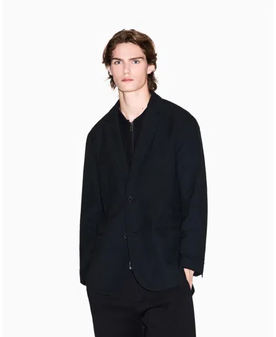 Armani Exchange Men's Night Lab Single Breasted Wool Blazer In Black