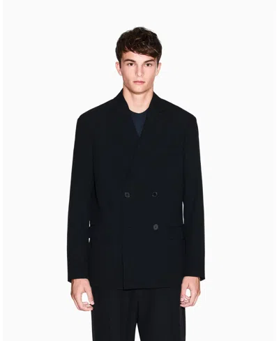 Armani Exchange Men's Night Lab Wool Double Breasted Blazer In Black