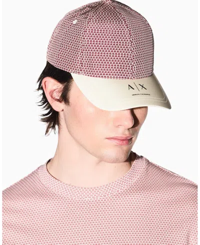 Armani Exchange Men's Nylon Allover Print Logo Cap In Pink