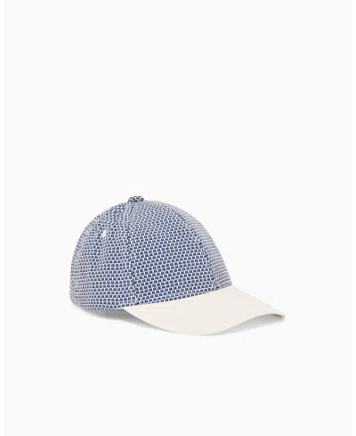 Armani Exchange Men's Nylon Allover Print Logo Cap In Blue