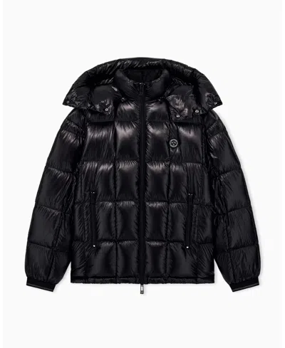 Armani Exchange Men's Nylon Metallic Shine Down Hood With Jacket In Black