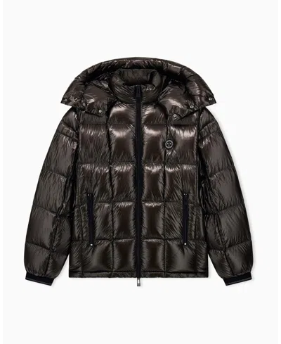 Armani Exchange Men's Nylon Metallic Shine Down Hood With Jacket In Peat