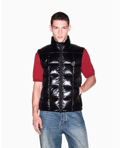 Armani Exchange Men's Nylon Metallic Shine Down Vest In Black
