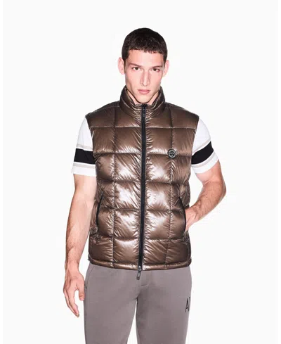 Armani Exchange Men's Nylon Metallic Shine Down Vest In Falcon